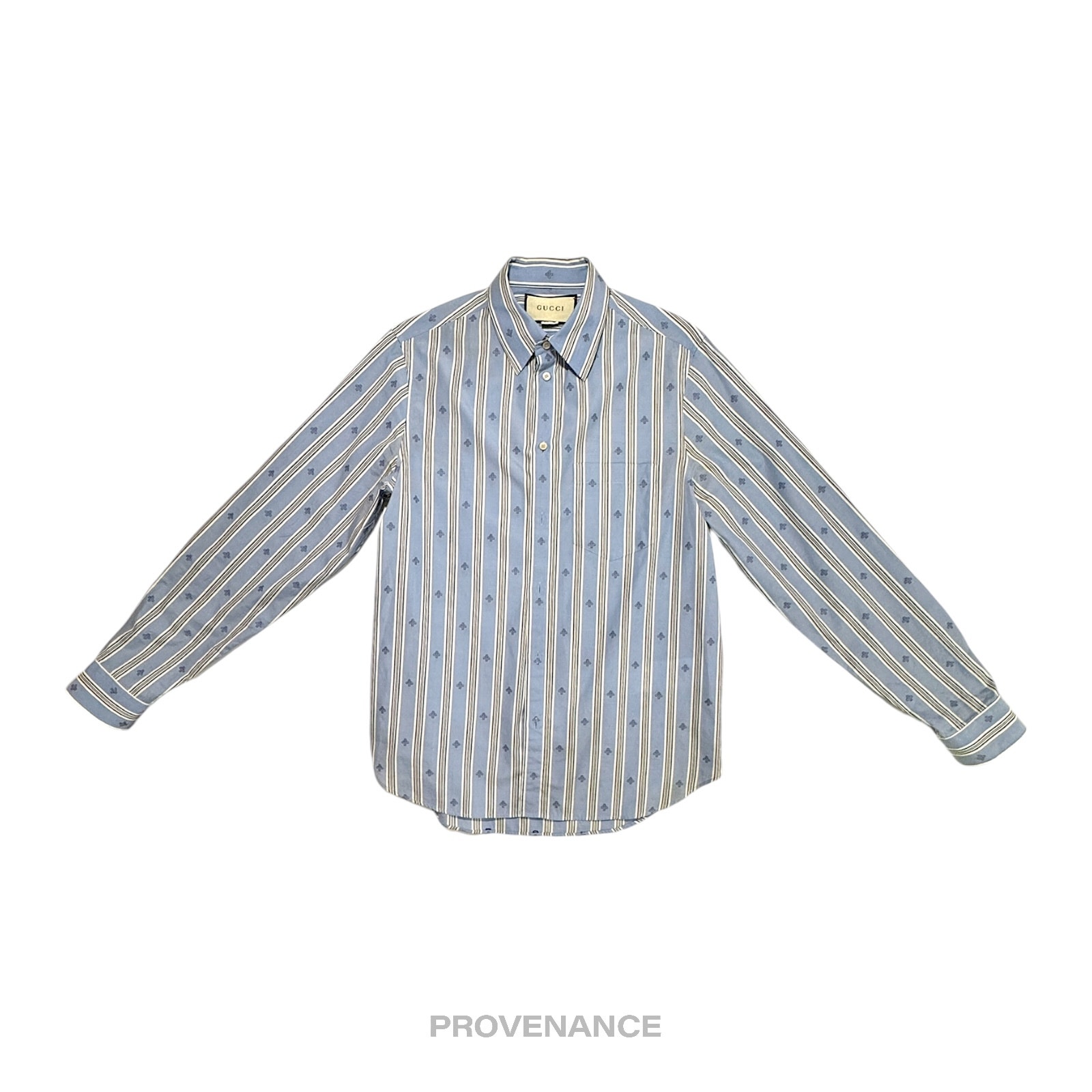 Gucci Fil Coupe Shirt - Blue Bee Stripe 38 15